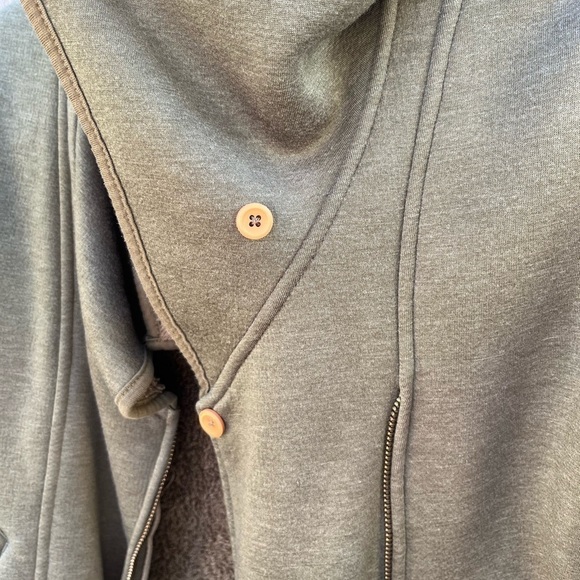 Women's Prana Jacket Green Solid Sherpa S HOLE Hippie BOHO Asymmetrical City - Picture 12 of 16